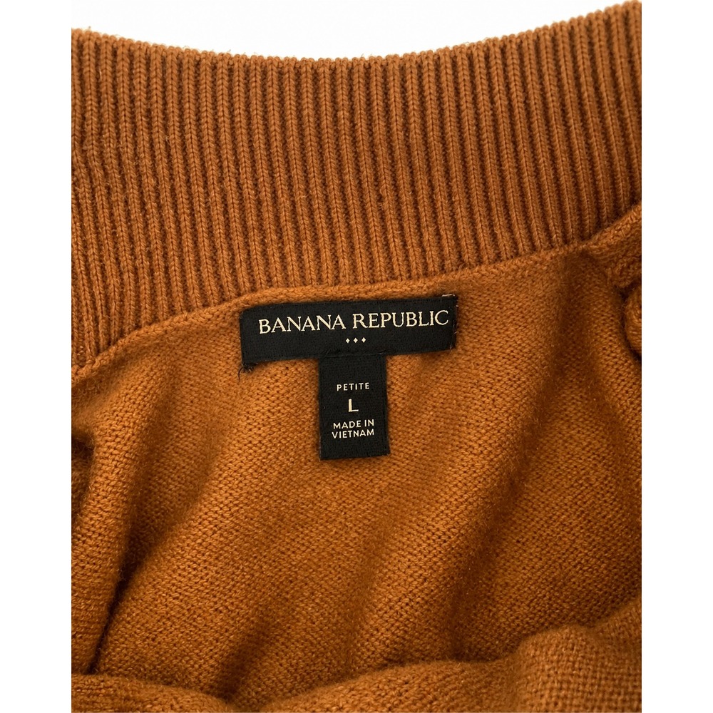 Banana Republic Brown Turtleneck Sweater Petite L High Low Hem Long Sleeve Knit - Picture 3 of 7